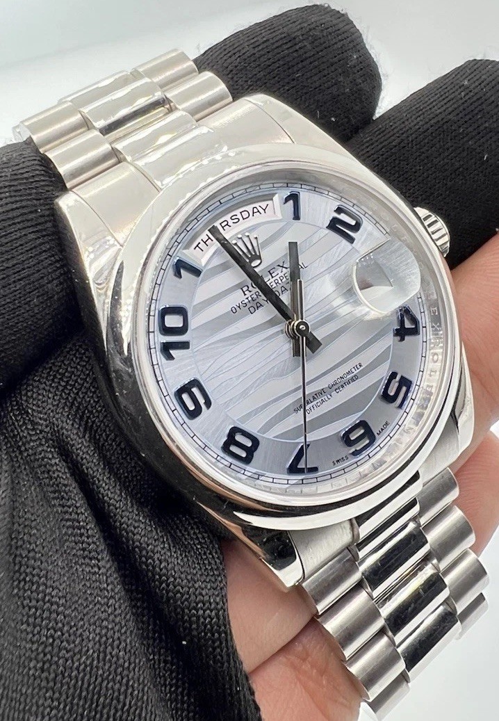 Rolex Day-Date 36 Presidential 36mm GLACIER BLUE WAVE 950 Platinum Watch 118206