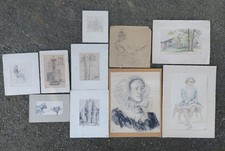 Konvolut Aquarelle Zeichnungen Skizzen sign. TD