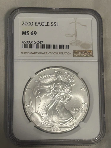 2000 $1 American Silver Eagle NGC MS69 Brown Label
