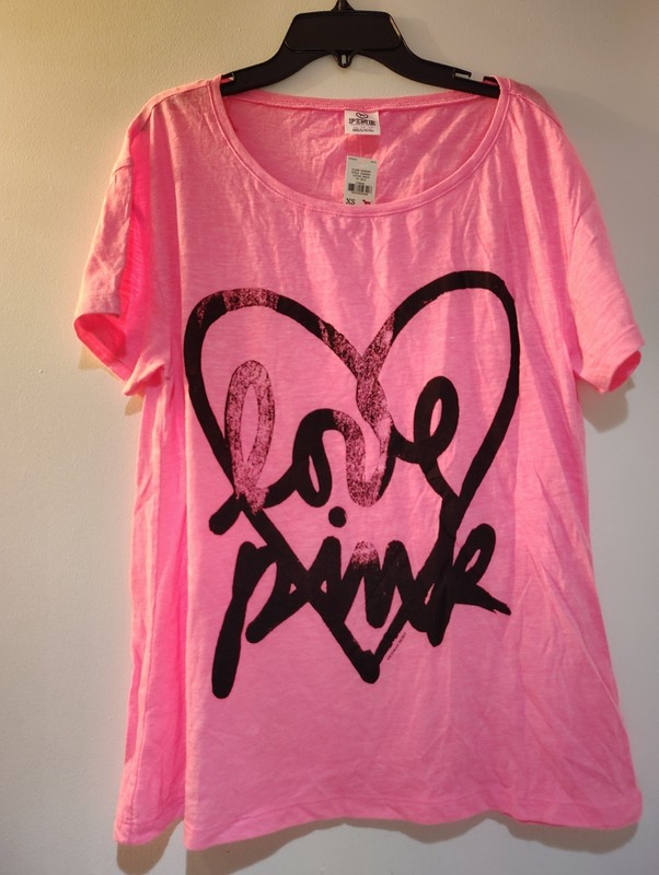 Victoria's Secret Pink Love pink heart T shirt  NWT size XS