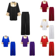 Kids Boys Costume Communion Dancewear Elastic Outfit Satin Sets Zipper Praise