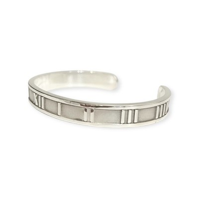 Auth Tiffany & Co. Atlas Bangle Bracelet Roman Numerals Sterling