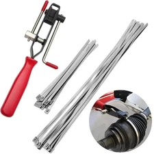 30Pcs Universal Adjustable Axle CV Joint Boot Crimp Clamps W/ Clamp Pliers Tool