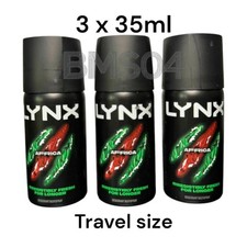 Image of 3 x 35ml Lynx Africa Mini Deodorant Bodyspray Travel Size | Free Shipping