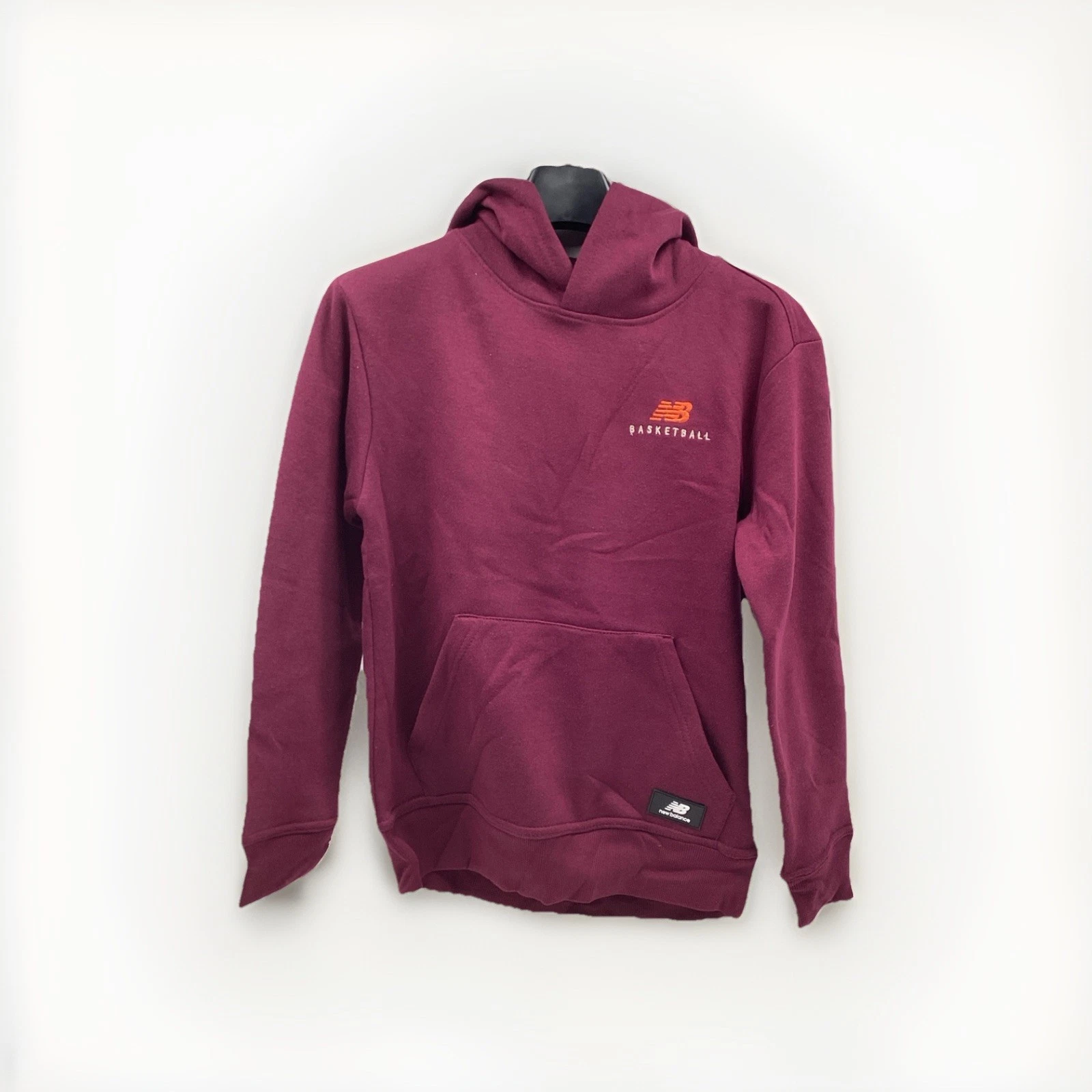 New Balance, Burgundy Abstract Basketball Fleece Boys Hoodie, Size 10/12
