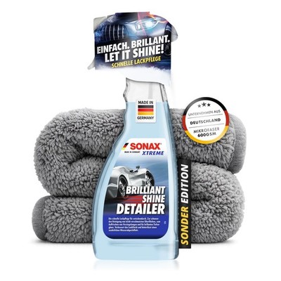 SONAX BrilliantShine Detailer 500ml Set mit Premium Poliertuch 600GSM | 2-teilig