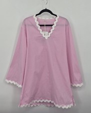Women Boho Striped V-Neck Dress Flowy Bell Sleeves Cover up with Wavy Trim Large