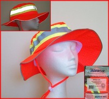 Booney Hat 1271-o Orange 2" Lime Tape  1" Silver Reflective Tape Adj Neck Strap