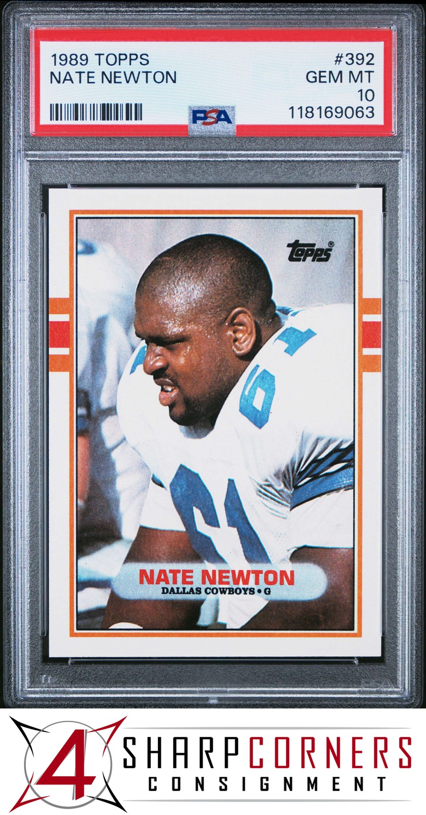 1989 TOPPS #392 NATE NEWTON RC COWBOYS PSA 10
