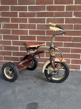 1950s steel tricycle Vintage 1940s-50s Red Steel Tricycle with Spoke Wheels — listing 2