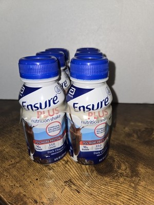 NEW ENSURE PLUS NUTRITION SHAKE 6pk-DARK CHOCOLATE-75% MORE PROTEIN-EXP 9/26