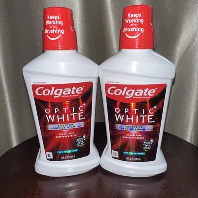 Colgate Optic White Whitening Mouthwash, Fresh Mint 16 Fl Oz Lot Of 2 
