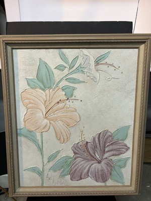 vintage postmodern textured painting signed by artist Richard Selix