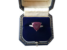 Diamond and Ruby Ring 9ct Gold Trillion cut Ruby and Diamond Ring - Size S