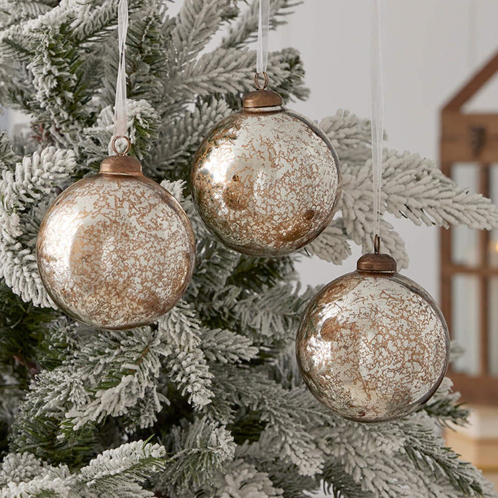 Mercury Glass Ornament Set of 3