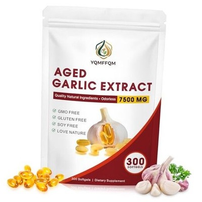 Aged Garlic Extract 7500mg Odorless 300 Softgels | 2-Year 300 Count (Pack of 1)