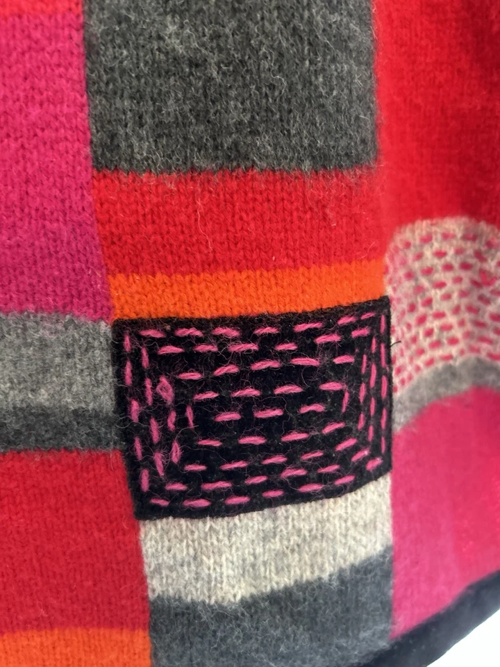 Свитер вышитый Sigrid Olsen свитер женщин L Colorblock 100% шерсти пэчворк - Изображение 3 из 4