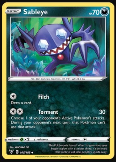 Sableye - 105/185 - Uncommon - Heavily Played