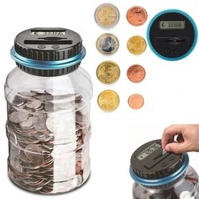 Electronic Digital LCD Coin Counter Counting Jar Money Saving Piggy Bank 1.8L