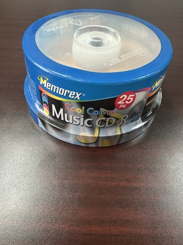 Vtg Rare Memorex Cool Colors Sealed CD-R 25PK Music 25 pack - 40x 700MB 80 Min. - Picture 2 of 8