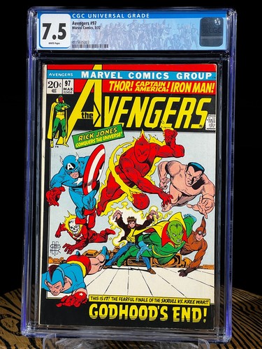 AVENGERS #97 CGC 7.5 March 1972 Marvel Comics Kree Skrull War Pt.9  Key Issue