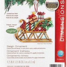 Festive Stitch 'n Sleigh Ornament Kit - Create a Miniature 4.5'' x 3.5'' Cross S
