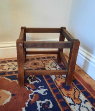 Small Old Oak Stool Footstool Sound and Solid, ready for re-Upholstry.