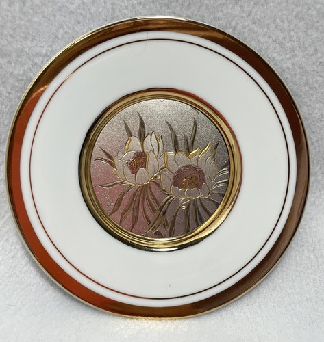 The Art Of Chokin 6” Japan 24K Gold Silver Plate Samurai Warriors Flowers - Picture 1 of 12