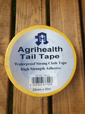 Agrihealth Tail Tape 25MM x 50M. Yellow Tail Tape For Cattle. Livestock. Cows