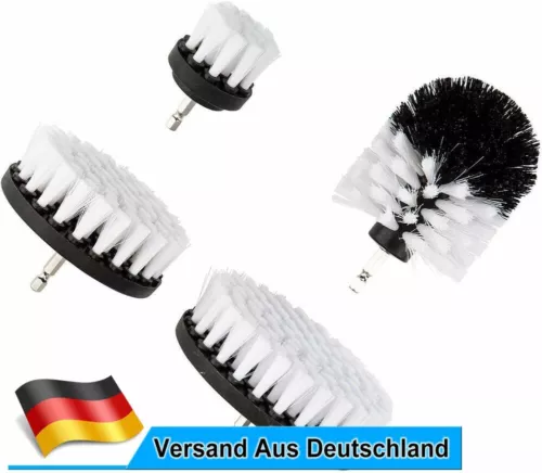 4Stk Bürstenaufsatz Bürste Bohrmaschine Akkuschrauber Auto Polster Teppich weich