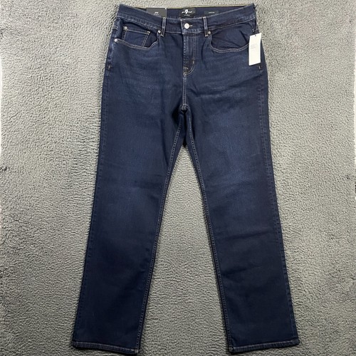7 For All Mankind Jeans Mens 34x34 Blue Austyn Relaxed Fit Dark Wash Stretch NWT