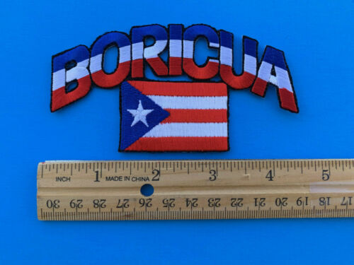 BORICUA PUERTO RICO FLAG EMBROIDERED PATCH IRON-ON SEW-ON (4.25 x 2.25) -HI QLTY - Picture 2 of 4