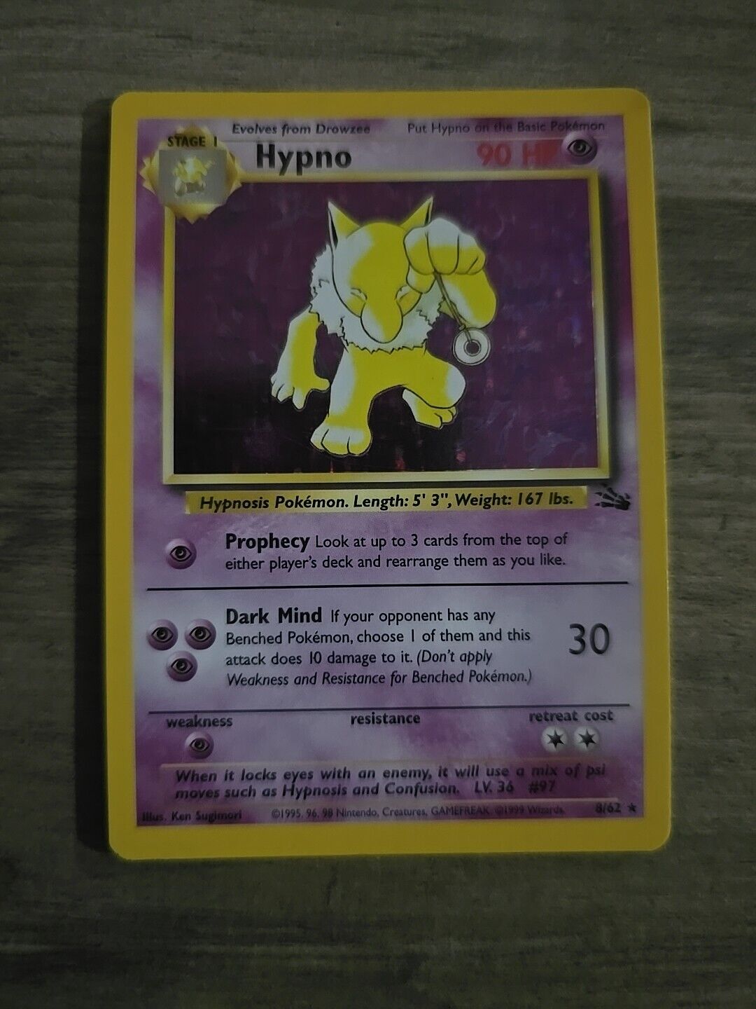 Pokémon TCG Hypno Fossil 8 Holo Unlimited Holo Rare MP