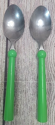 Vintage Ikea Grammatik Spoons Flatware Set Of 6 Stainless Yellow Green Cream - Picture 3 of 11