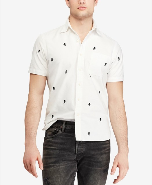 Polo Ralph Lauren Embroidered Skull Crossbones Classic Fit Sport Shirt X SMALL for sale online
