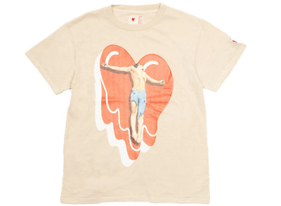 EMOTIONALLY UNAVAILABLE CROSS YOUR HEART TEE TAUPE