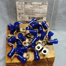 (25) RE717U 90° Sta-kon  1/4" Bolt #6 Str cu Nylon Insul Ring Terminal T&B NOS