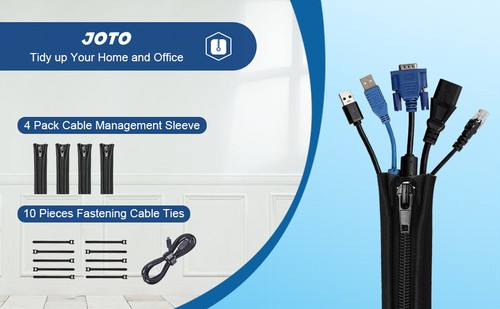4PCS Management Sleeve with 10PCS Cable Tie, 20 inch Cord Organizer with Zipper - Picture 7 of 9