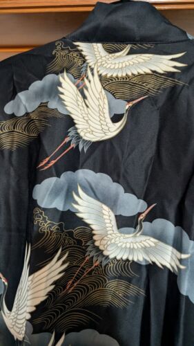 ๐ NEW VINTAGE Marukyo of Tokyo Crane Print Kimono Robe Japan Womens 36โ Length - Picture 5 of 5
