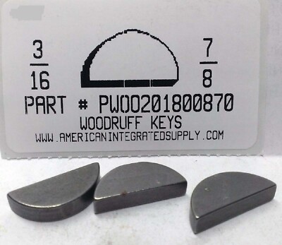 Woodruff Key, 5/32x5/8 in, SAE 6, PK100 Woodruff Key, 5/32x5/8 in, SAE 6, PK100