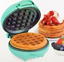 Nostalgia MyMini Personal Electric Teal Waffle Maker MWF5TL Hashbrowns Brownies