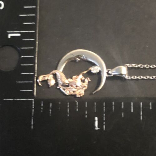 Sterling Silver 925 Lot Necklace Pendant Z6 Mermaid Moon Sea Fish Love Mom You I - Picture 4 of 5