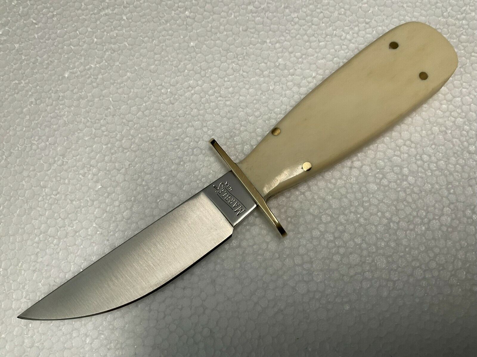MARBLE'S "COWBOY" Knife#80914 Natural Smooth Bone, 4½ Carbon Steel Blade, Sheath