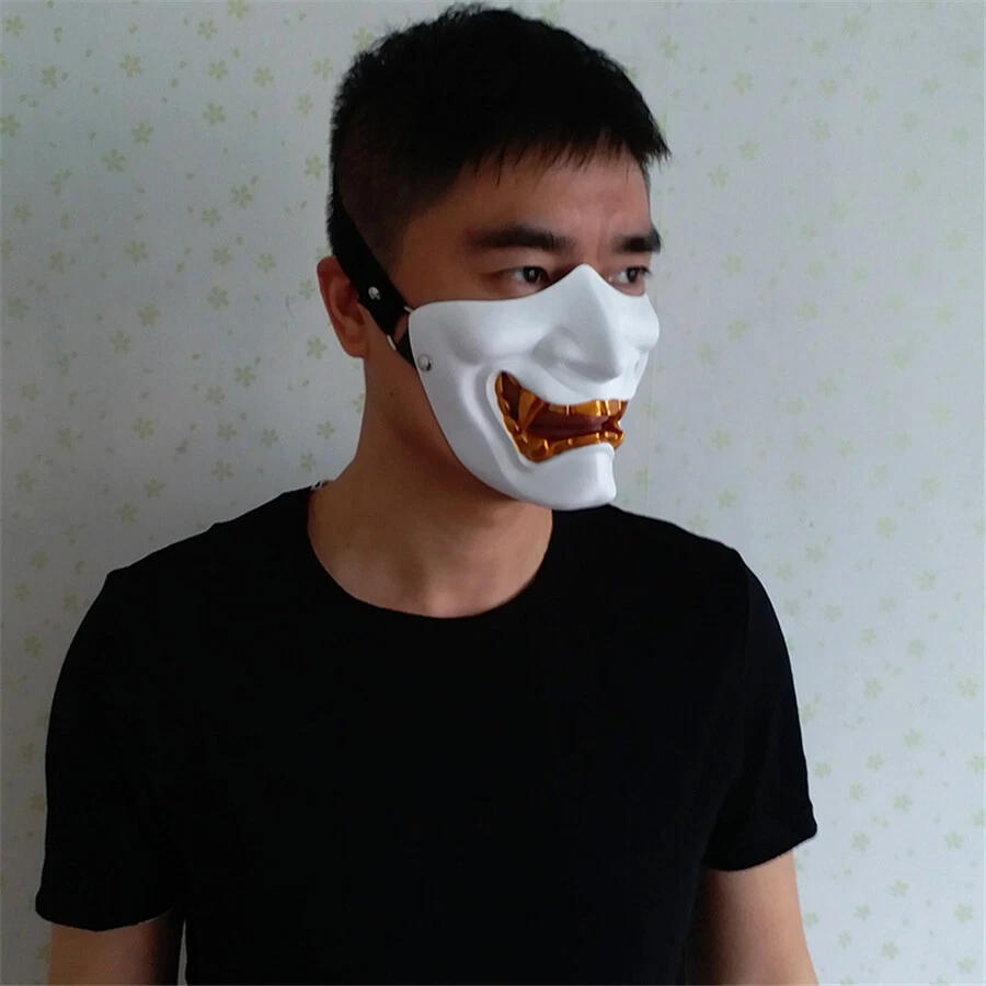 Japan Buddhist Evil Hannya Mask Resin Half Face Prajna Cosplay Costume Props Toy - Image 4 of 4