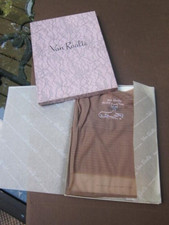 2 Pair VTG Van Raalte SEAMED Cuban Heel Beige Keyhole Nylon Stockings 9 1/2