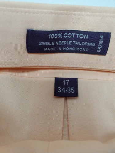 Roberto Villini Travel Collection Non-Iron Long Sleeve Peach Shirt Mens 17 34-35 - Picture 7 of 10