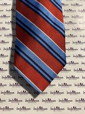 BROOKS BROTHER Silk Orange With Blue Stripes Design Tie BRAND NEW