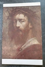 vtg postcard art Jan Styka Christ painting unposted
