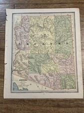 Antique 1886 Map Of Arizona 13.5  x11.5  