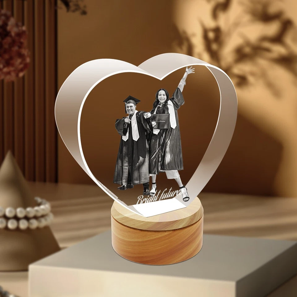 Marco de fotos corazón de cristal 3D único regalo, regalo de cumpleaños boda aniversario Foto 4 de 4